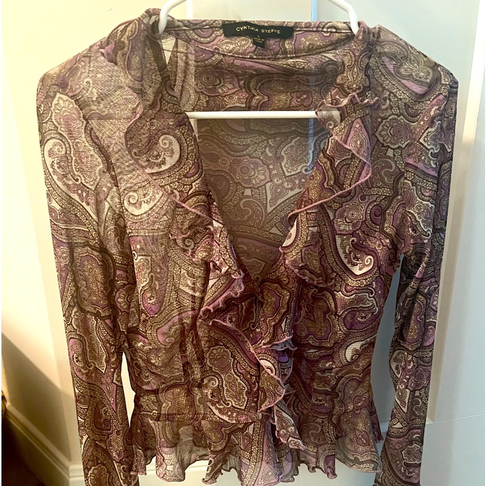 Cynthia Steffe ruffled blouse size small